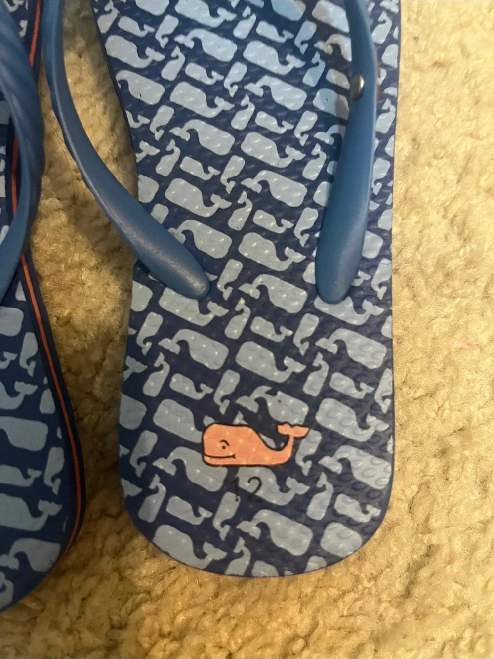 Vineyard Vines Kids Blue Pom-Pom Flip Flop Sandals